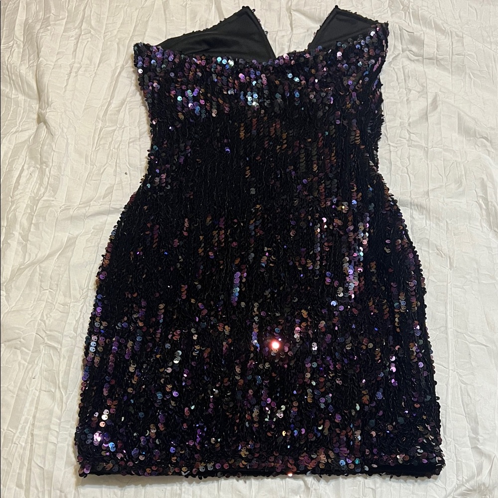 Fashion Nova Strapless Sequin Dress - Black and Purple